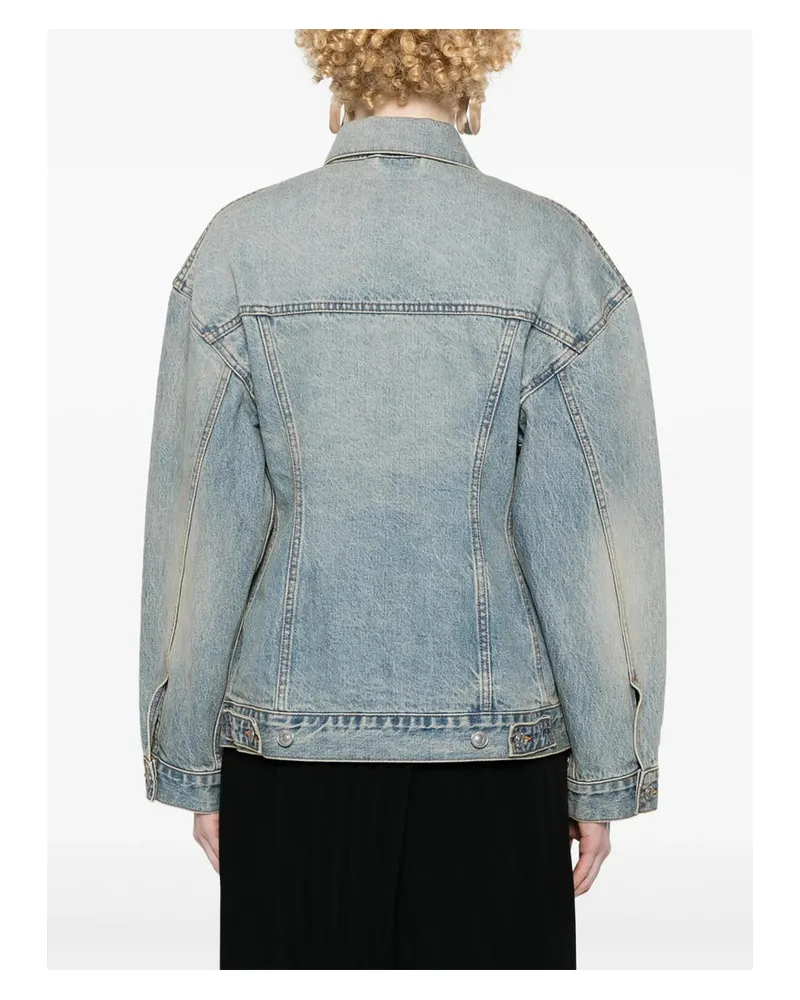 Balenciaga Drop-Shoulder Cotton Denim Jacket — Blue Blue