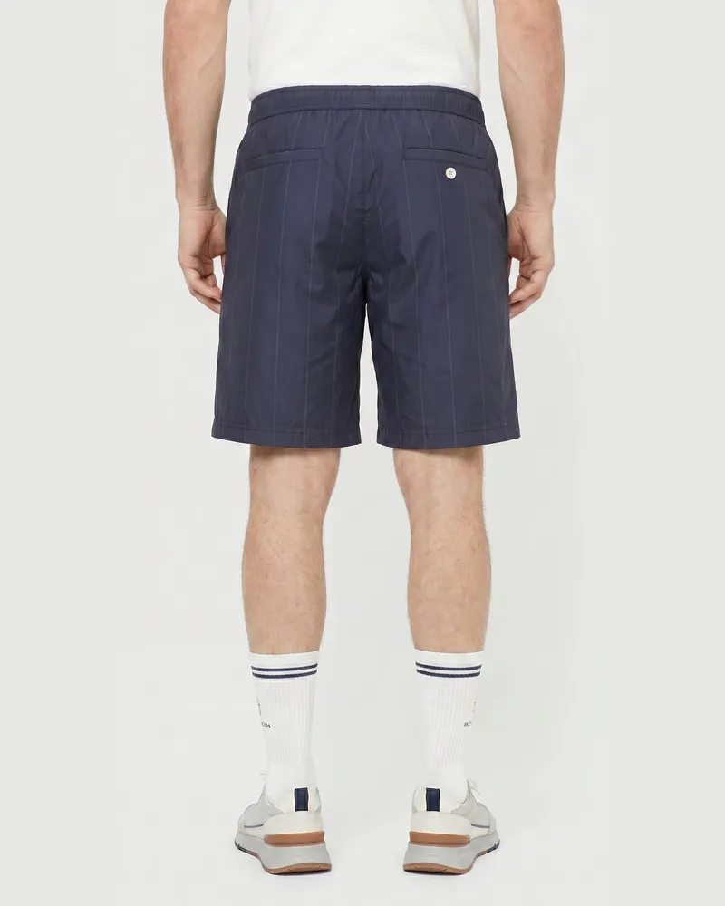 Brunello Cucinelli Mens Blue Pinstripe Gym Shorts Blue