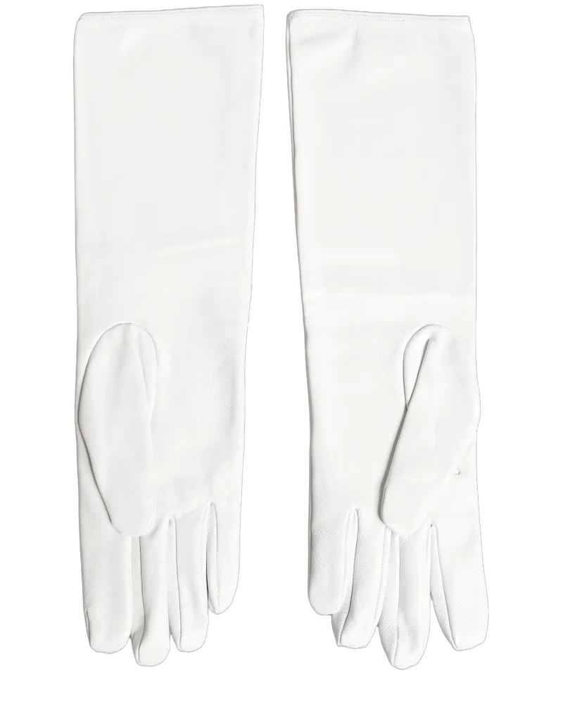 Dolce & Gabbana Embossed Logo Leather Gloves — White White