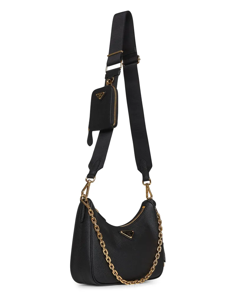 Prada Women's Shoulder Bag Re-Edition Black Calf Leather Black