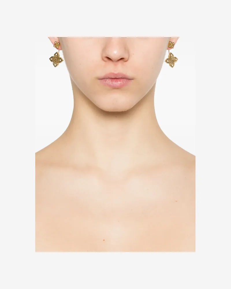 Roberto Coin Women's 18kt Yellow Gold Arabesque Flower Diamond Earrings Ss25 W Gold