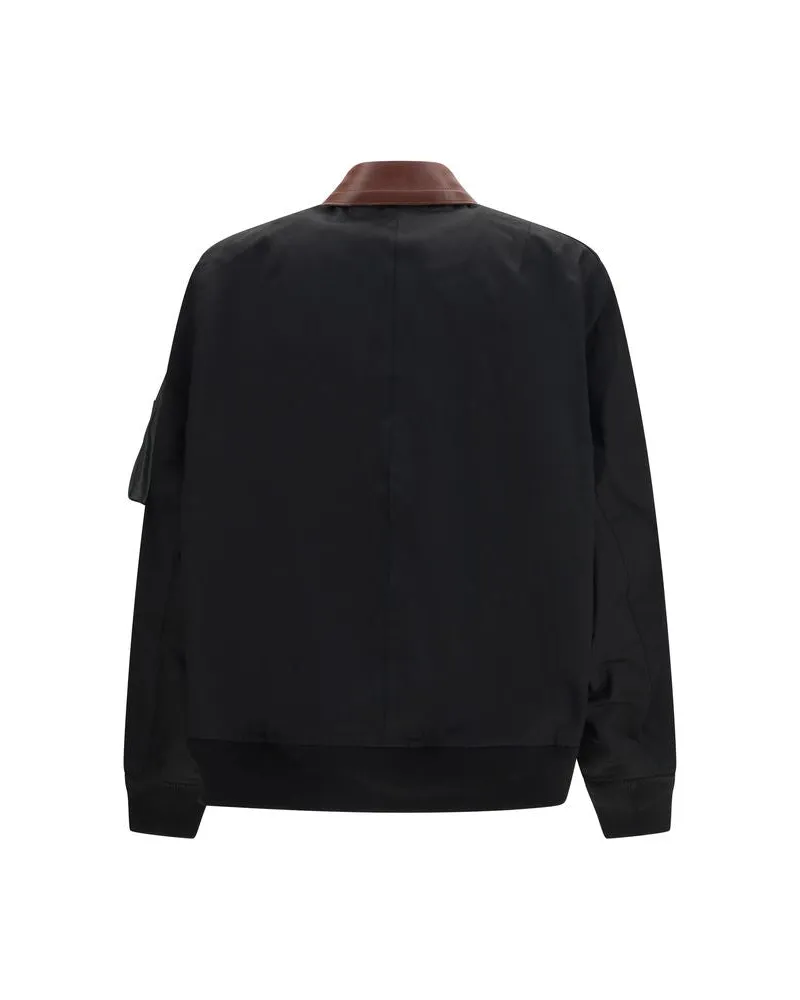 Sacai Men's Black Cotton Bomber Clothing Black