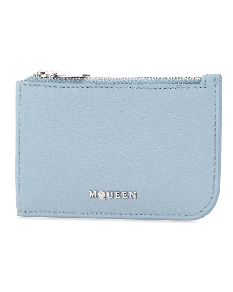 Alexander McQueen Men's Light Blue Leather Card Holder Shirtingbluesilver Portafogli Light