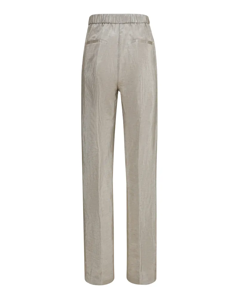 forte_forte Women's Lurex Pants Tweed With Micro Sequins And Shimmering Thread Lucente Trousers Beige