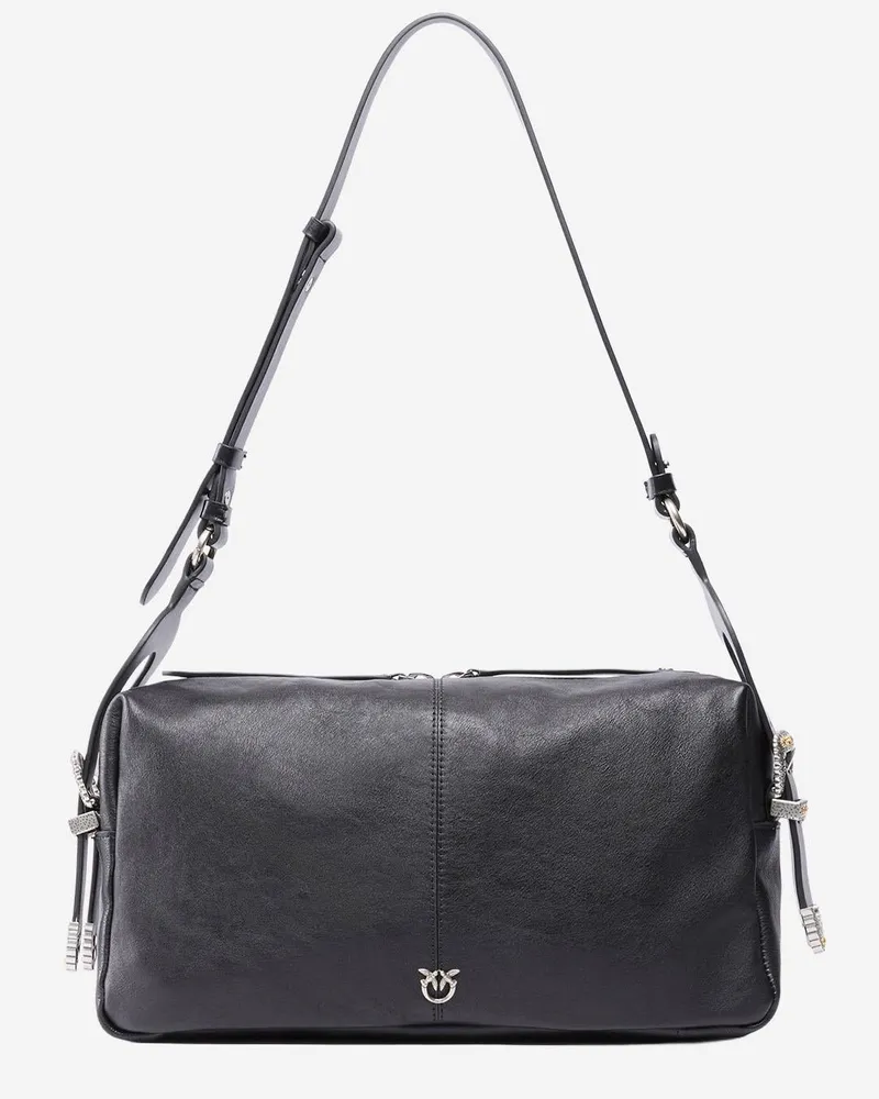 Pinko Women's Shoulder Bag Biker Leather Black Black