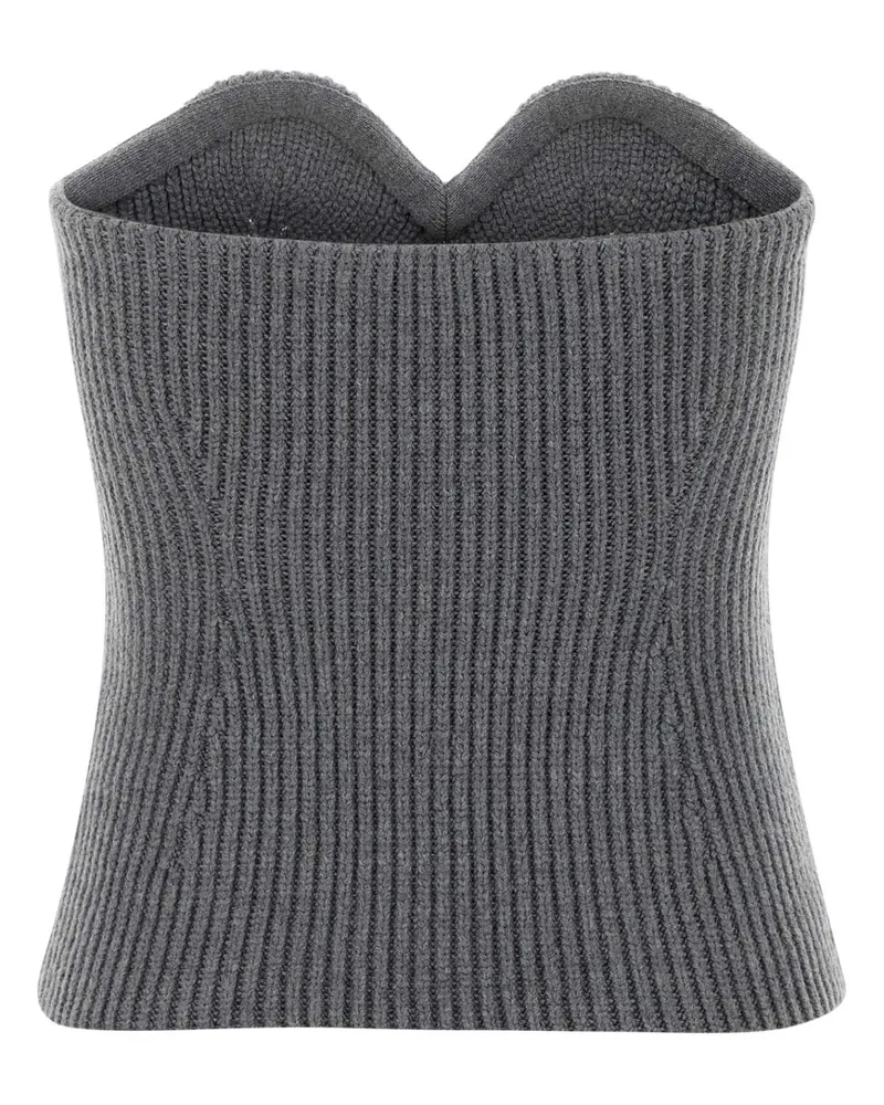 Jil Sander Women's Grey Wool Blend Bodice Basalt Maglie Sweater Gray