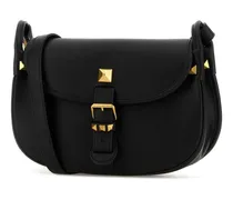 Studded Leather Shoulder Bag — Black
