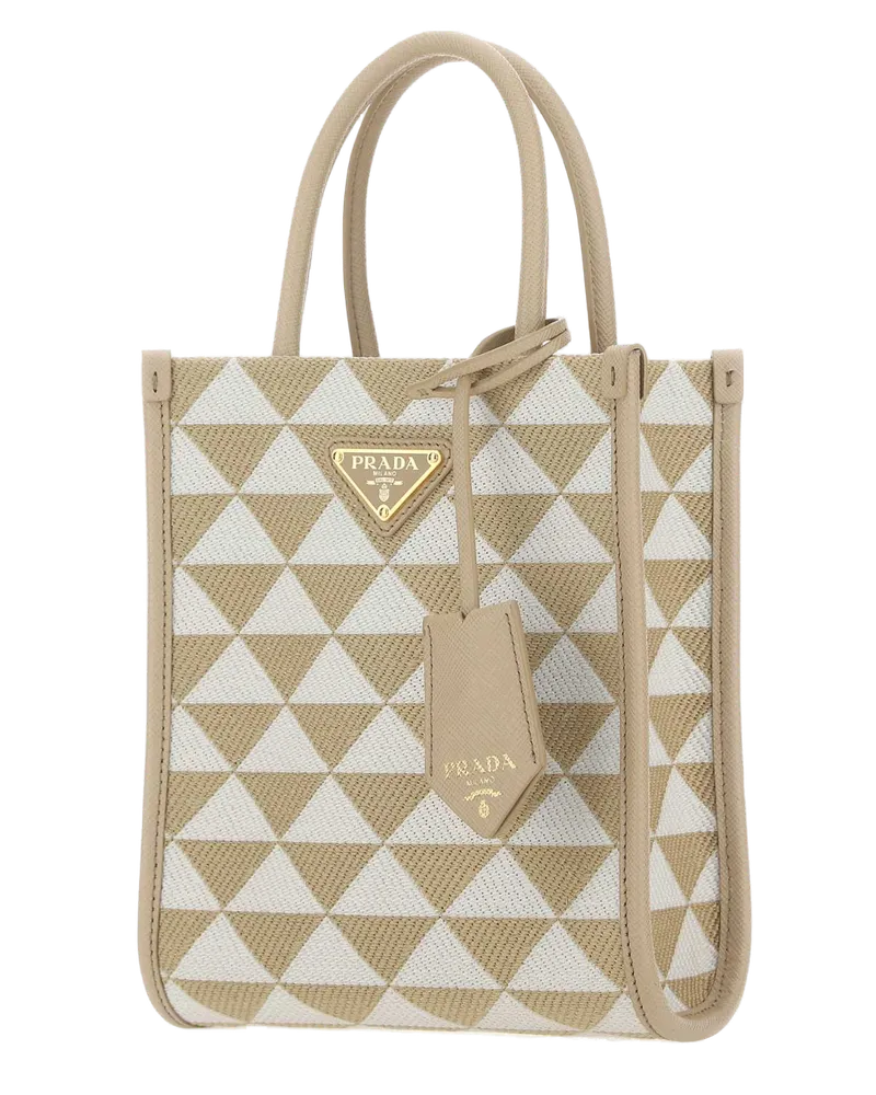 Prada Women's Embroidered Fabric Micro Symbole Handbag Multicolor Borse A Mano Bag Beige