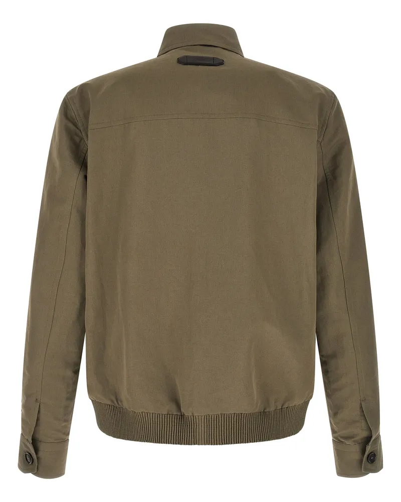 Brioni Men's Bicolor Linen Full-Length Jacket Clothing Green