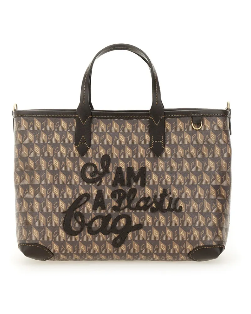 Anya Hindmarch Women's I Am A Plastic Bag Tote Xs Brown Recycled Canvas Handbags Hand Brown