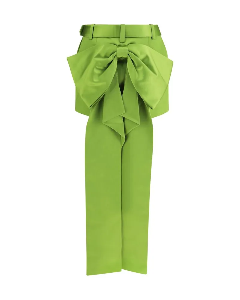 Self-Portrait Bicolor Polyester Mini Skirt — Green Green