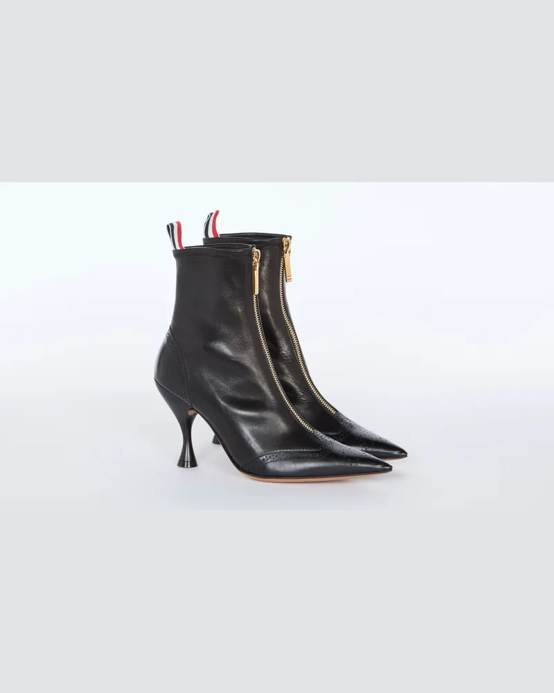 Thom Browne Women's Bottine Wingtip À Talon Courbe Rond 90mm En Veau Lisse Black Boot Black