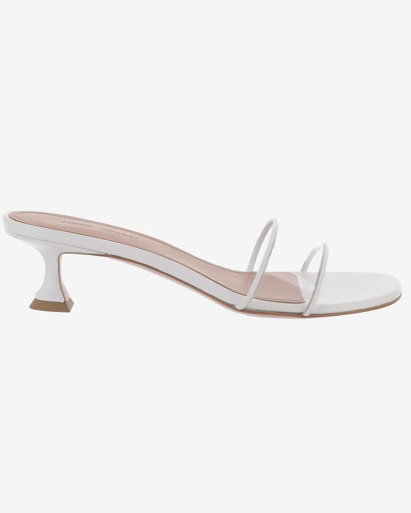 Amina Muaddi Women's Sandals Andreea Glass White Leather White