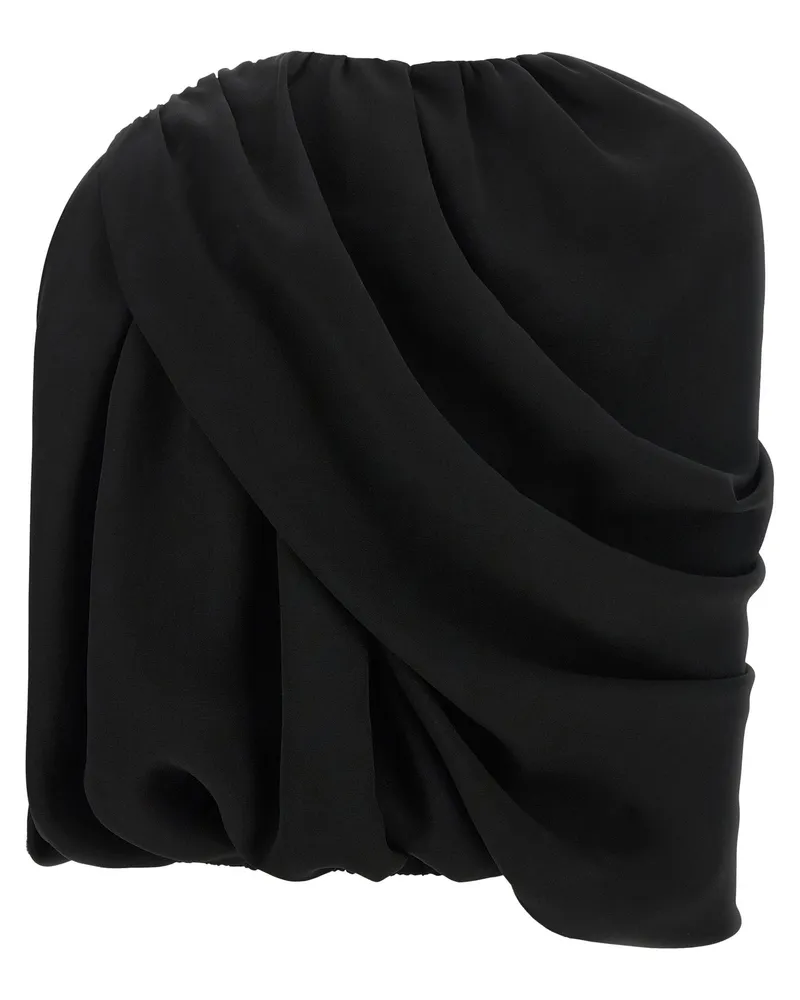 Balenciaga Silk Cady Draped Top — Black Black