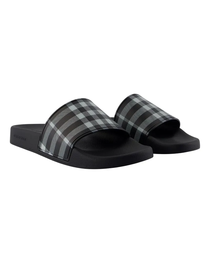 Burberry Men's Mf Furley M Check Sandals -  Synthetic Black Shoes Flat-Shoes Black