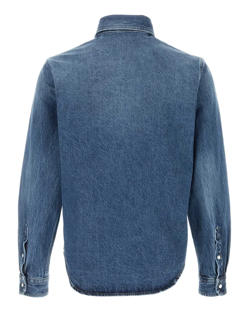 Versace Men's Denim Shirt Mediumblue Exterior: Cotton Camicie Blue