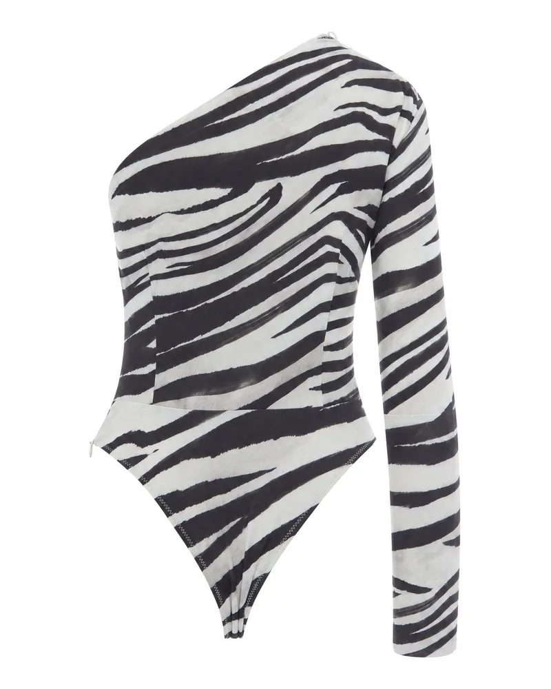 Patrizia Pepe Zebra Print Bodysuit — Black Black