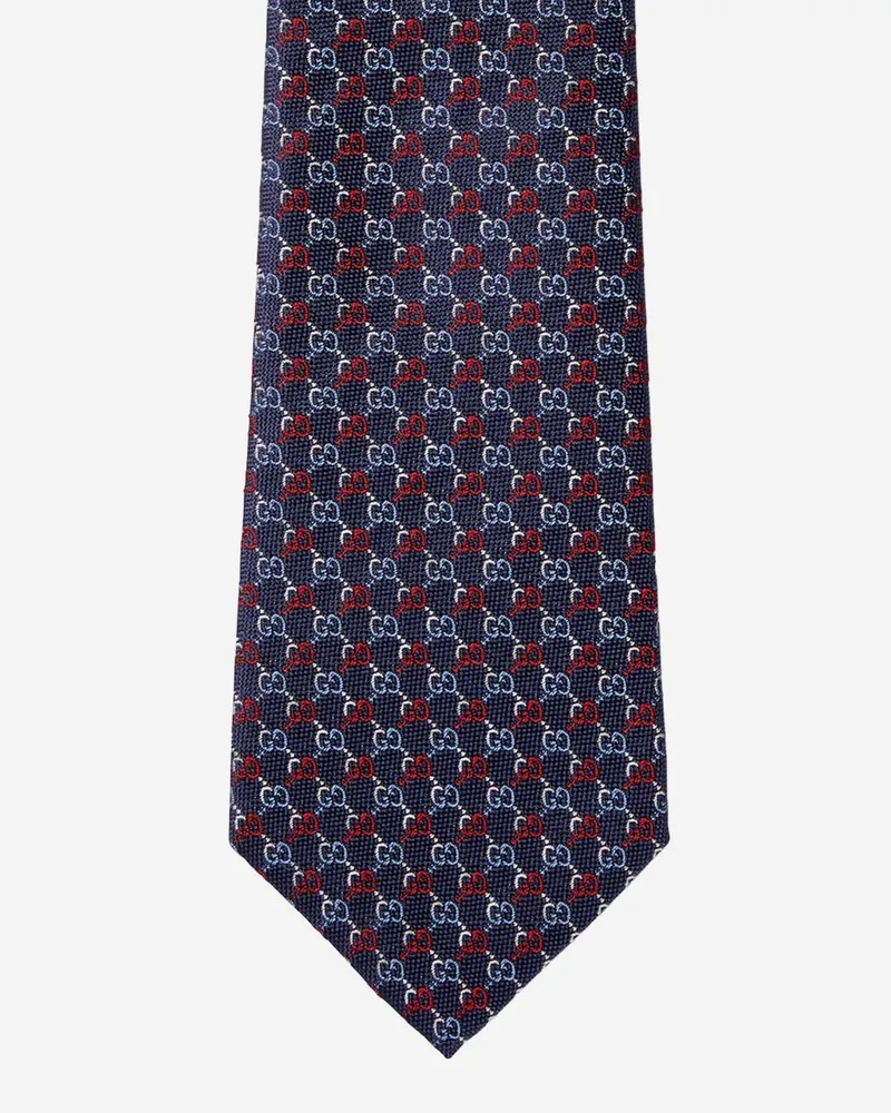 Gucci Men's Gg Jacquard Silk Tie Ties & Bow Navy