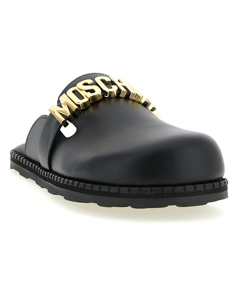 Moschino Women's Black Calfskin Clogs Shoe Black
