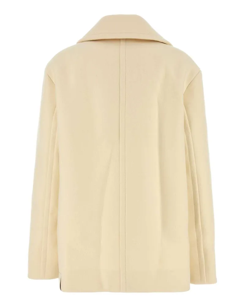 Jil Sander Women's Cream Wool Coat Bone Exterior: Cappotti Beige