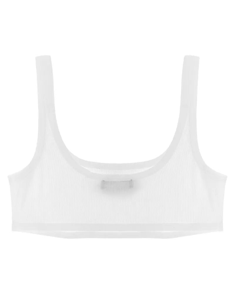 Versace Logo-Embroidered Ribbed Cotton Tank Top — White White