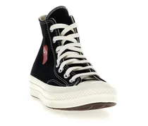 Heart-Print Canvas Sneaker — Black