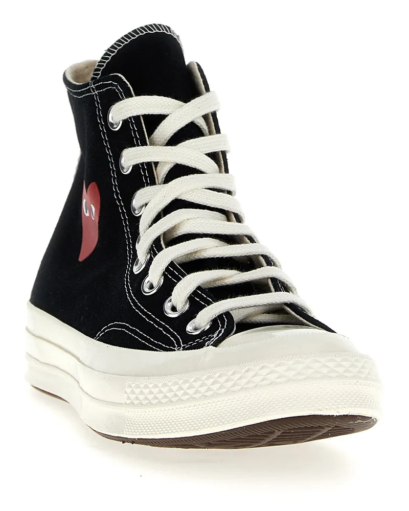Comme des Garçons Heart-Print Canvas Sneaker — Black Black