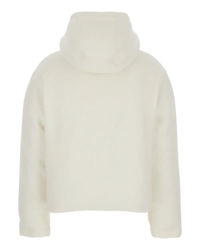 Gucci Women's White Wool Bomber Jacket With Hood Coat White