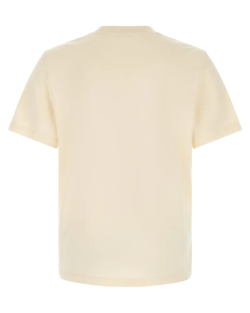 Moncler Logo-Embroidered Cotton T-Shirt — Ivory Ivory