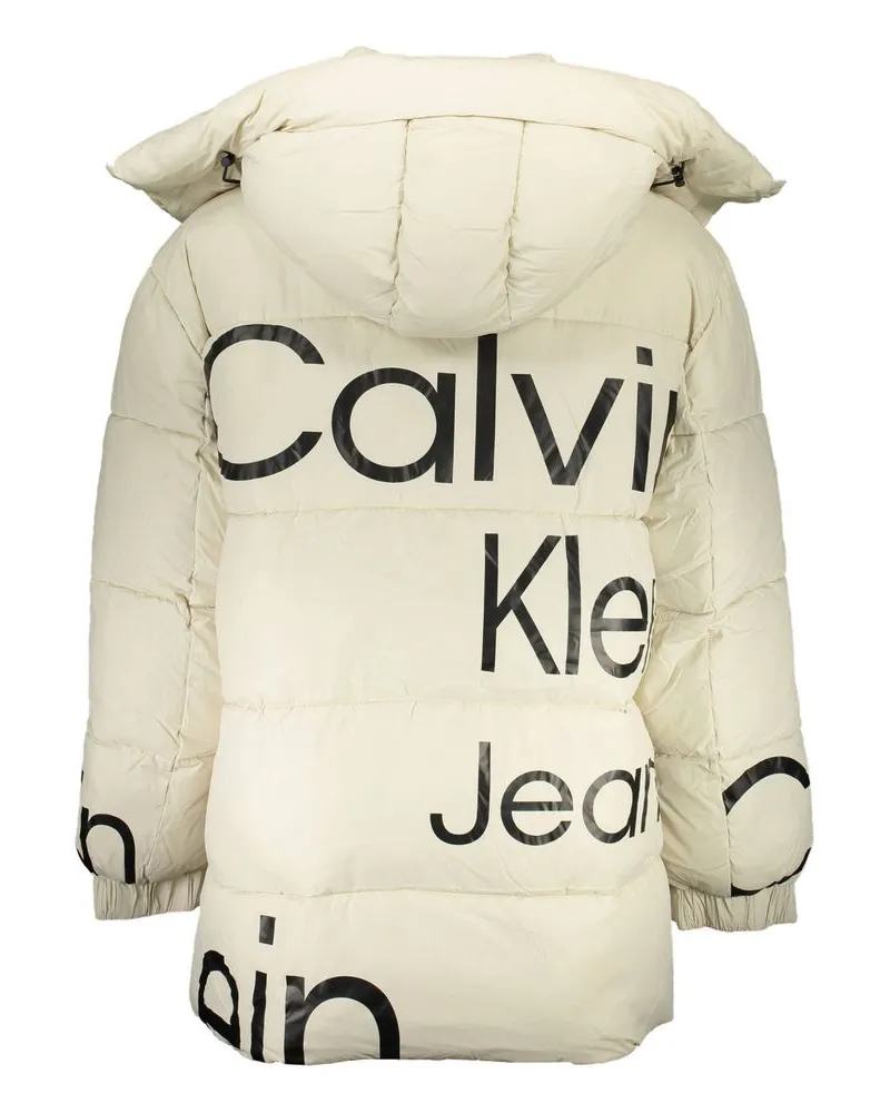 Calvin Klein Logo-Print Recycled Polyester Down Jacket — Beige Beige