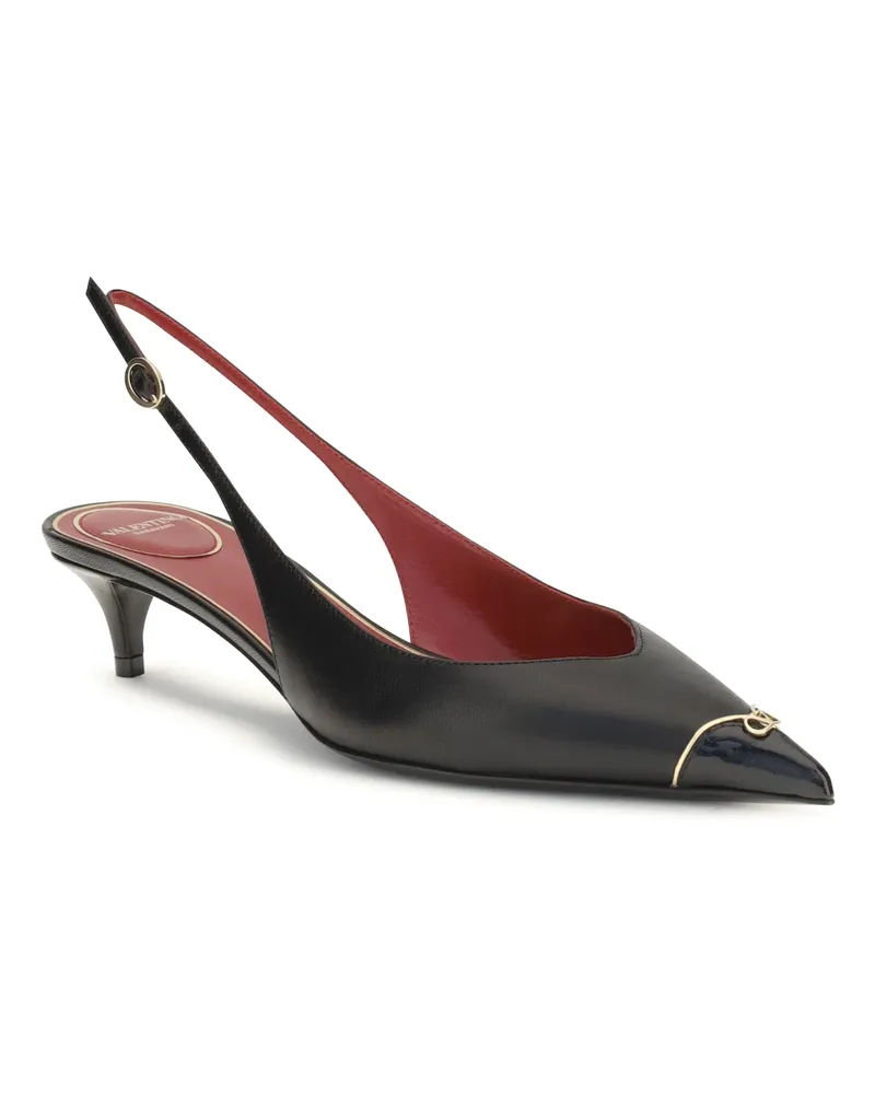 Valentino Garavani Women's Vlogo Signature Kitten-Heel Slingback Pumps Nero High Heel Shoes Black