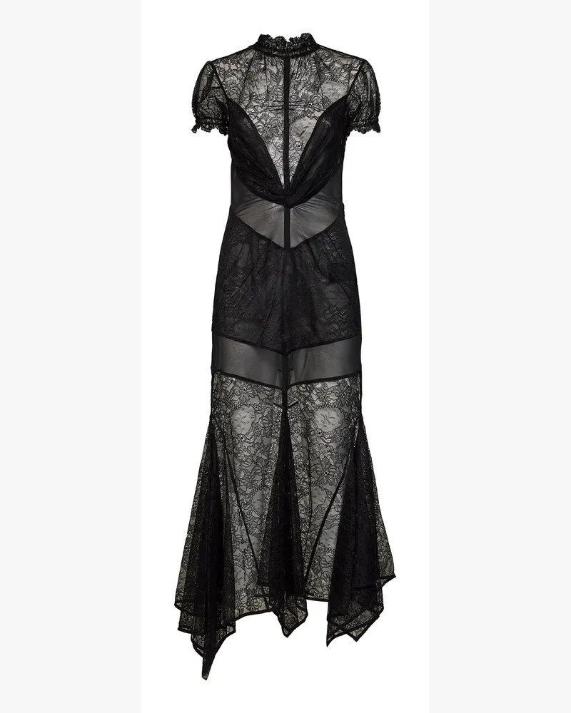 ATTICO Lace Asymmetric Maxi Dress — Black Black