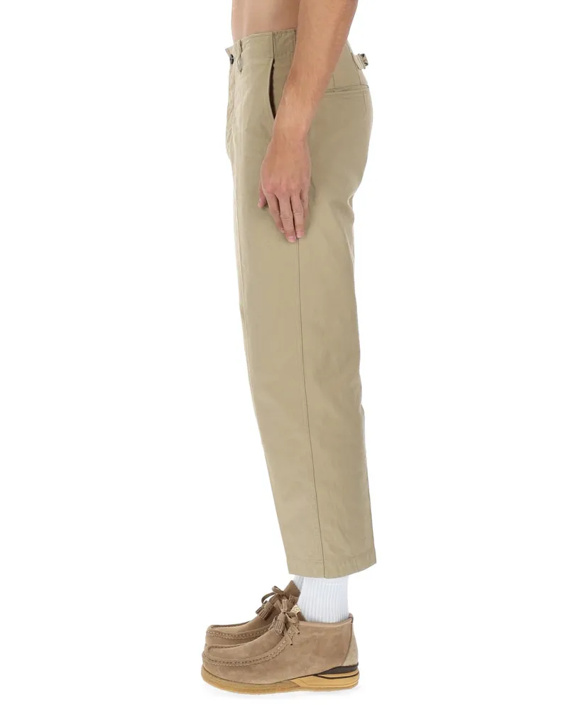 Visvim High-Waisted Cotton Chino Trousers — Beige Beige