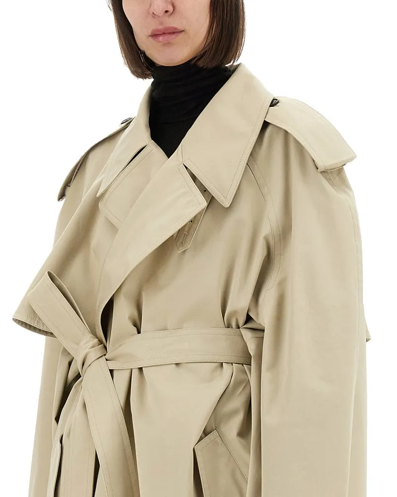 Balenciaga Cropped Cotton Trench Coat — Beige Beige