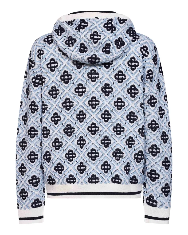 Casablanca Paris Men's Zip-Up Hoodie Cc Monogram White-Black Wool Sweatshirts White/black Sweater White
