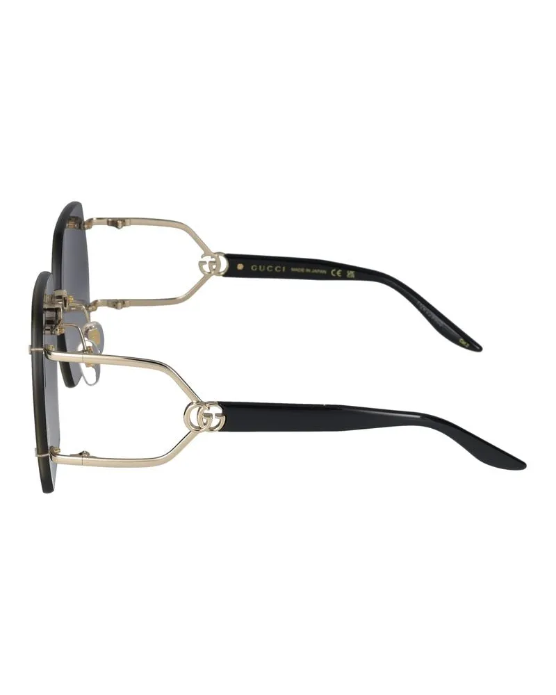 Gucci Women's Sunglasses  Gg1562s 001 Gold Black Grey 17-140 Metal Gold