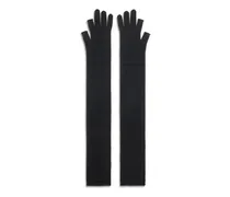 Merino Wool Fingerless Gloves — Black