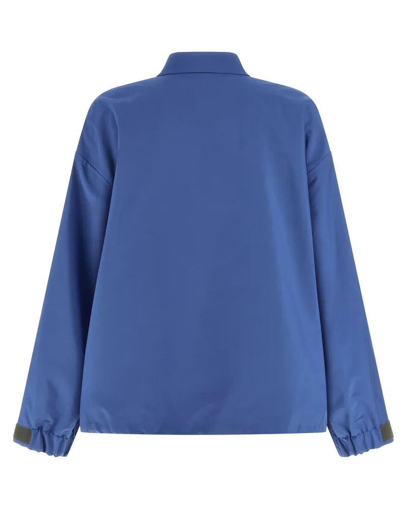 Miu Miu Technical Canvas Windbreaker Jacket — Blue Blue