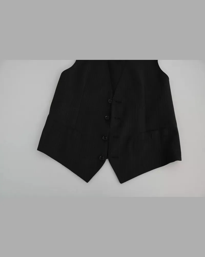 Dolce & Gabbana Black Men Formal Staff Dress Waistcoat Vest Black