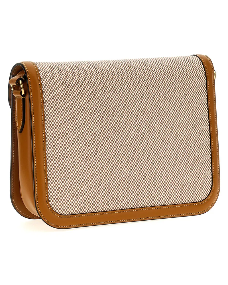 Valentino Garavani Canvas and Leather Shoulder Bag — Tan Tan