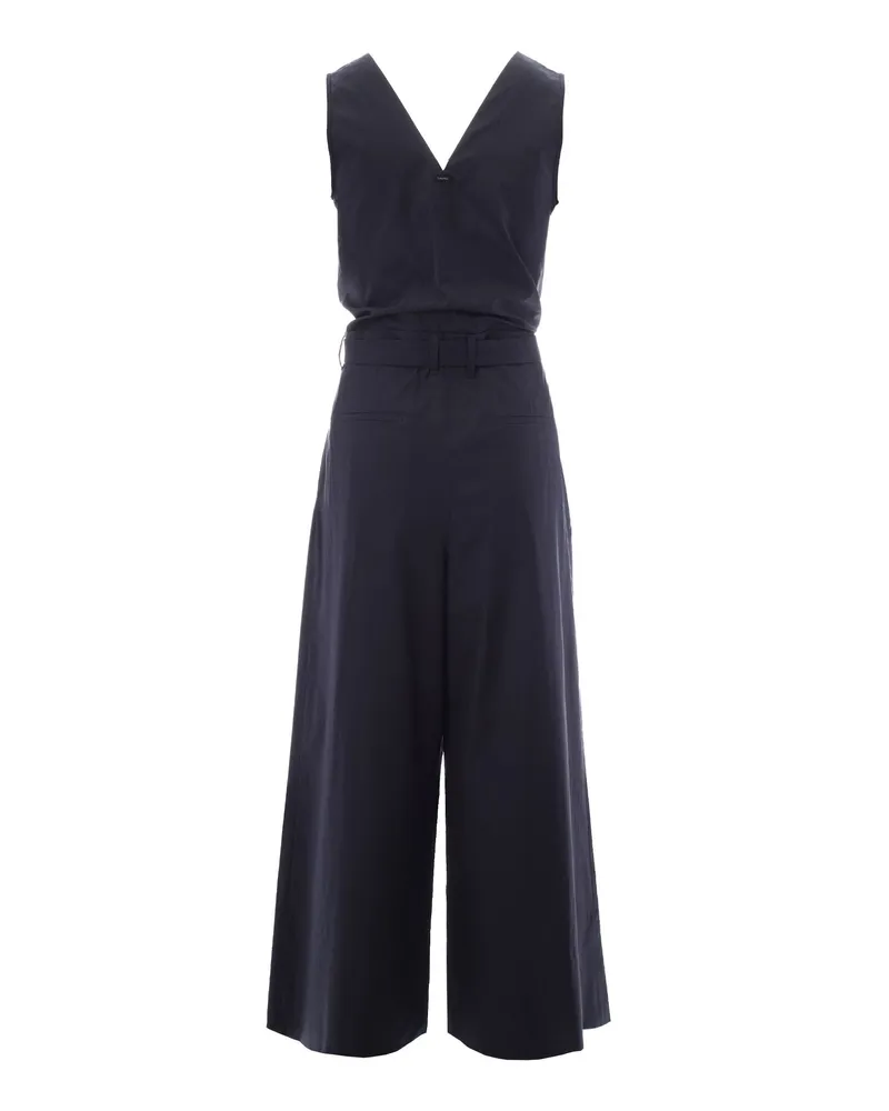 Max Mara Women's Sleeveless Jumpsuit Navy Blue Cotton Evening Suits Navy