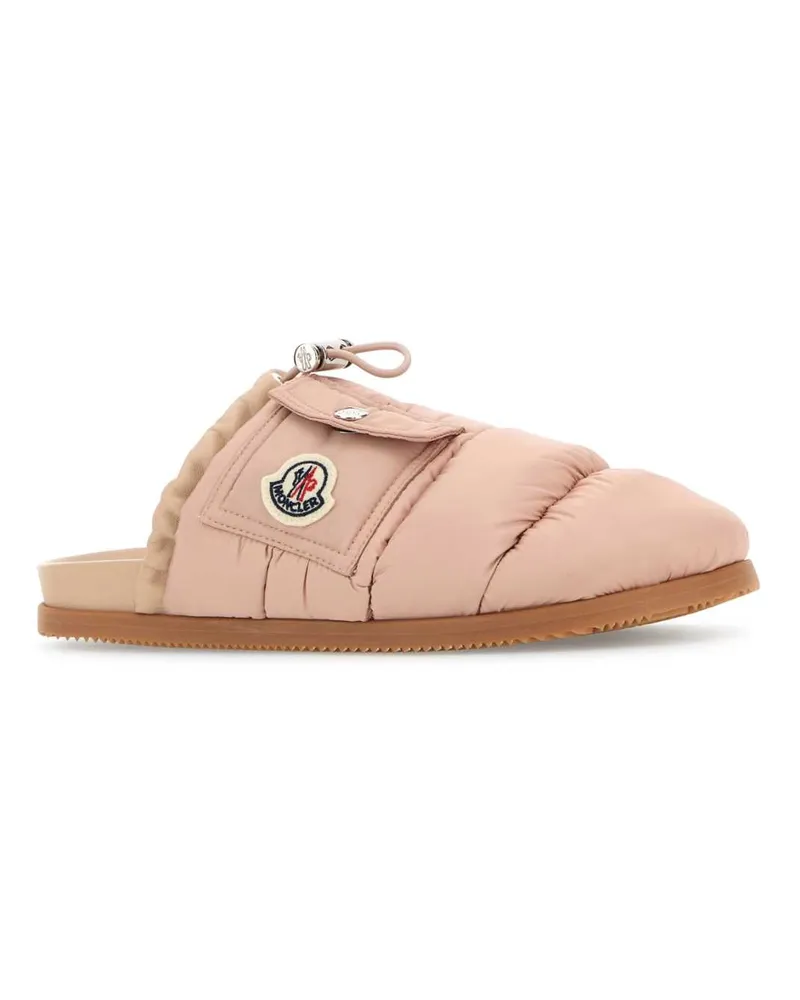Moncler Women's Pink Fabric Mon Pocket Slippers 51j Flat Shoes Pink