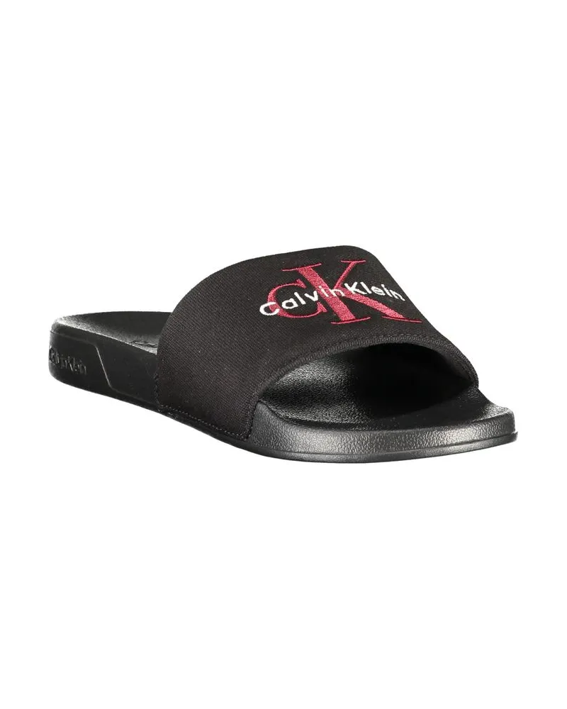 Calvin Klein Logo-Embroidered Slipper — Black Black