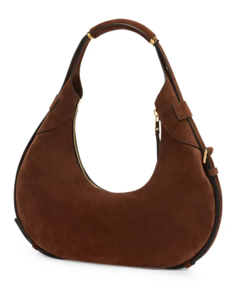 Moschino Suede Shoulder Bag — Brown Brown