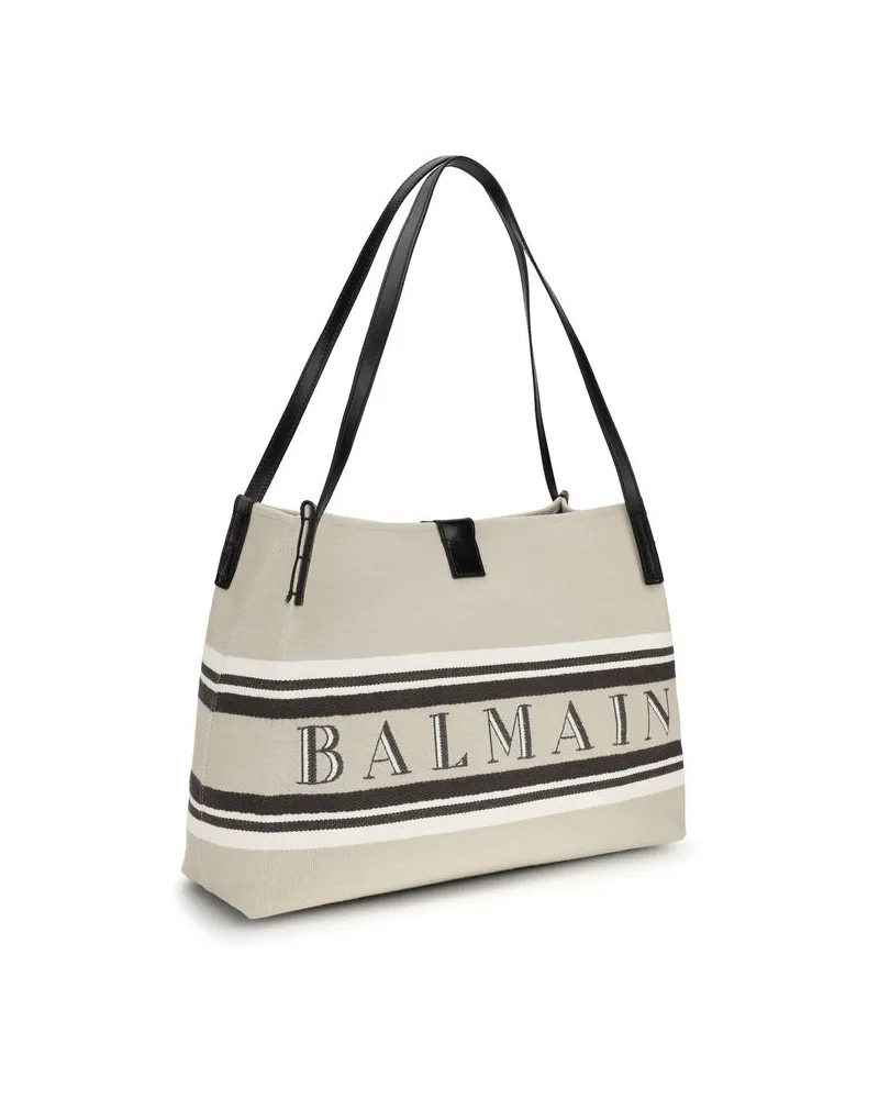Balmain Women's Multicolor Cotton Shoulder Bag Beige