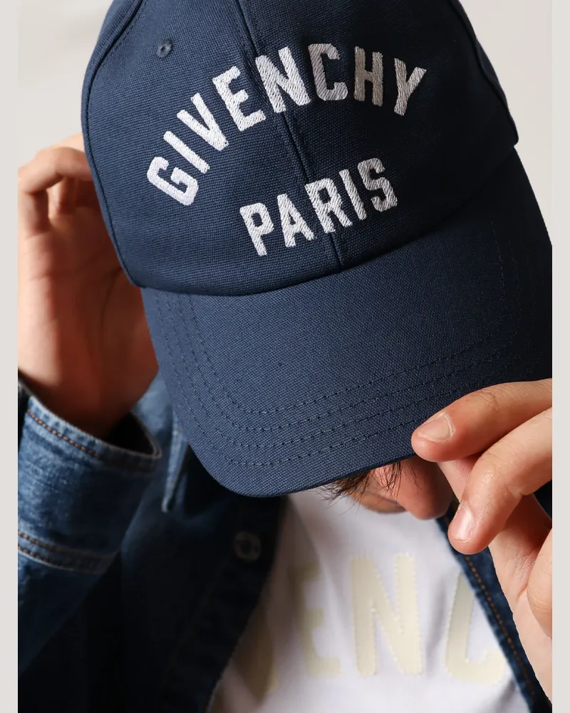 Givenchy Men's Baseball Hat Blue Cotton Navy