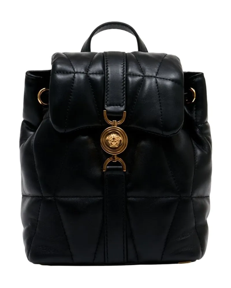 Versace Women's Quilted Leather Backpack Black Lambskin Black