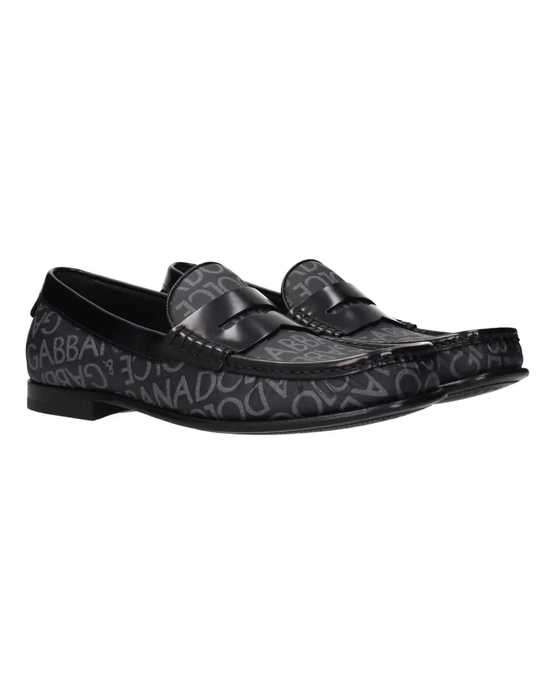 Dolce & Gabbana Men's Black Fabric Slip-On Loafers Black