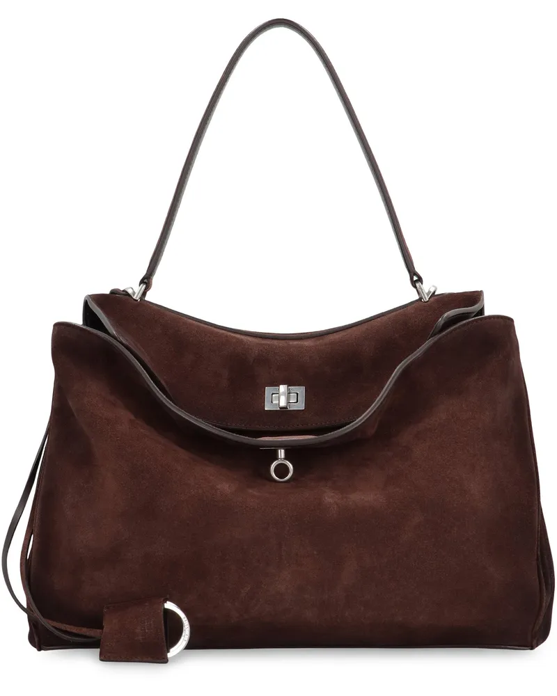 Balenciaga Women's Tote Bag Rodeo Media Brown Suede Calf Brown