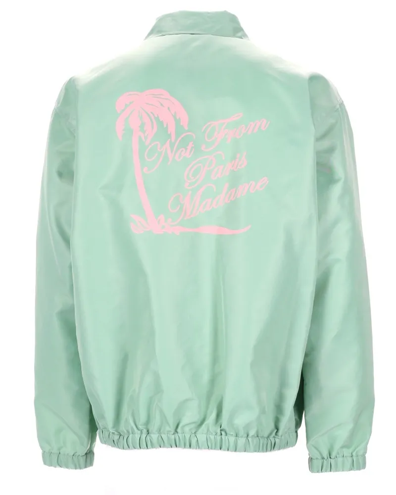 Drôle de Monsieur Slogan Palmiers Technical Polyamide Jacket — Green Green